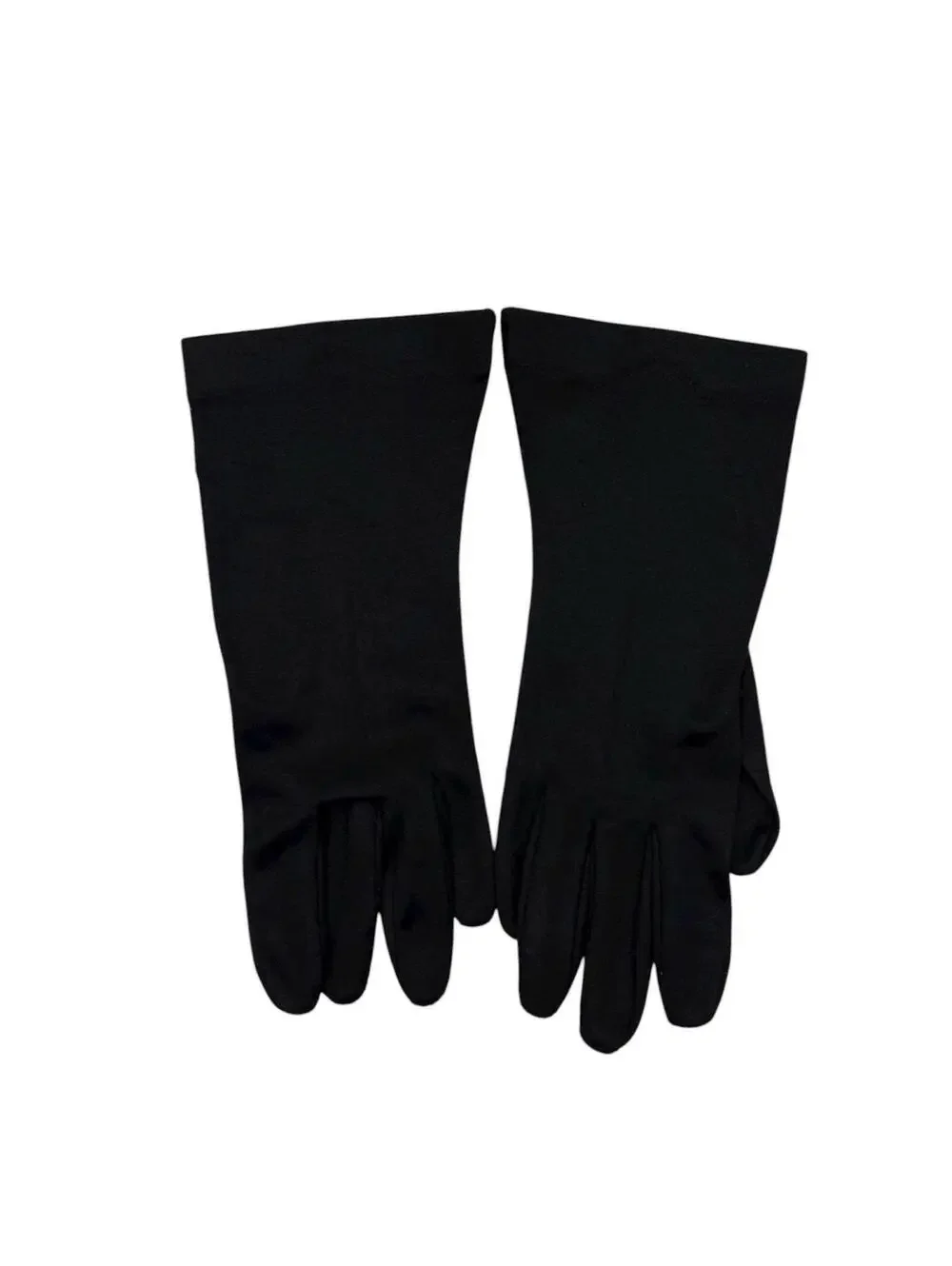 Vintage 1960s 1950s Black Nylon Gloves, Gauntlet Length, Formal Cocktail